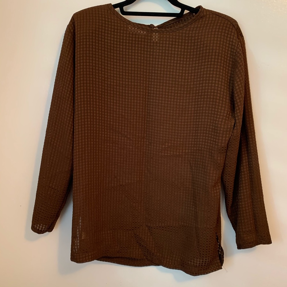 Vintage Sheer Waffle Design Career Blouse